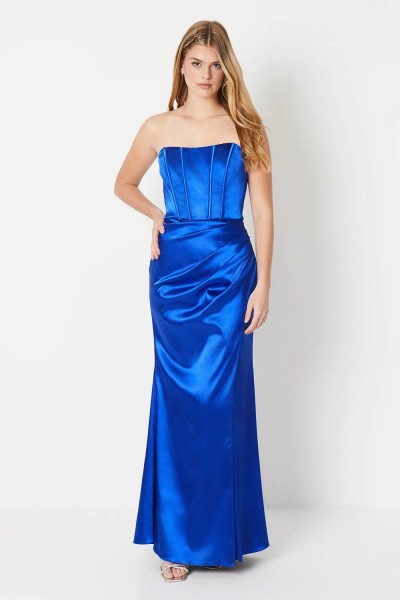 Product Debut London by Coast Satin Corset Bodice Drape Prom Dress