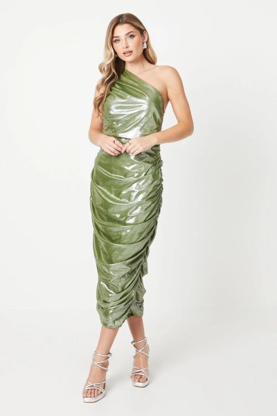 Product Debut London by Coast Metallic Jersey One Shoulder Dress