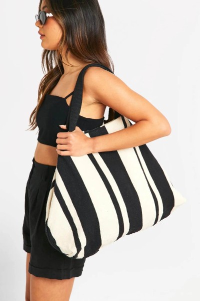 Product Stripe Canvas Beach Tote Bag